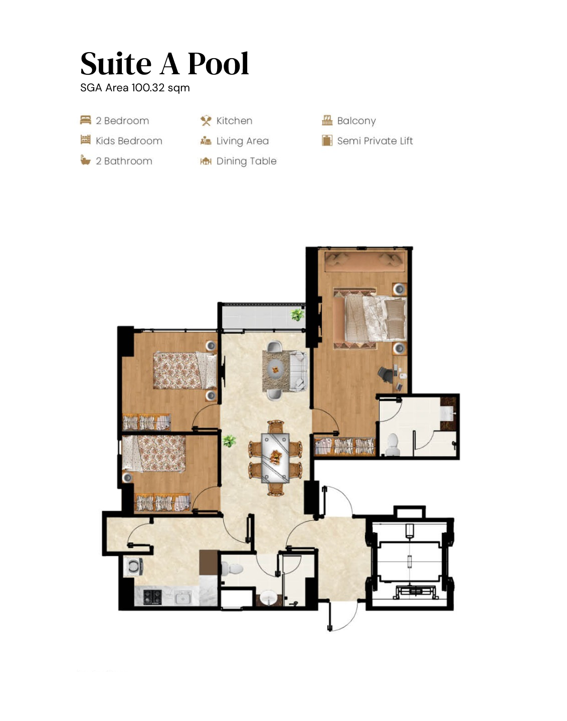 Tipe Suite A Pool Arandra Residence