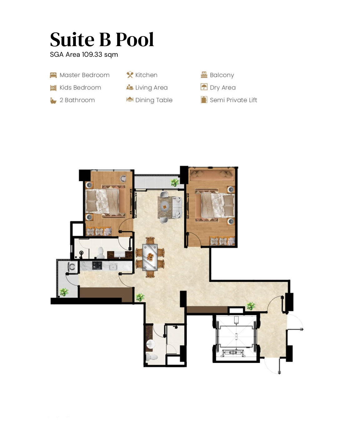Tipe Suite B Pool Arandra Residence